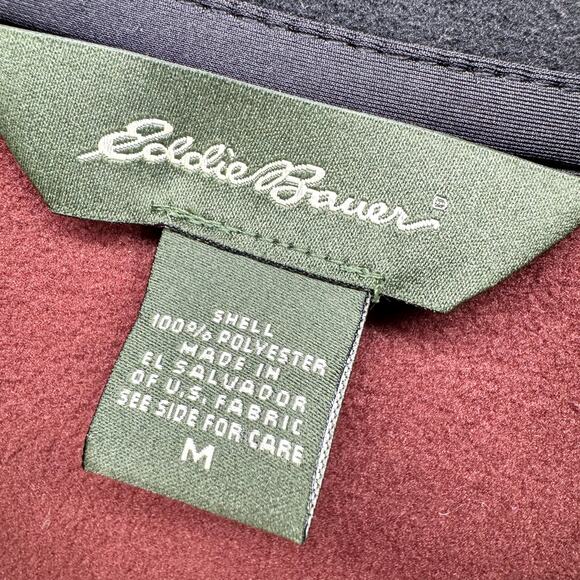 Eddie Bauer Jacket Mens Medium Brown Black Fleece 1/2 Zip Polartec Pullover - Picture 2 of 6